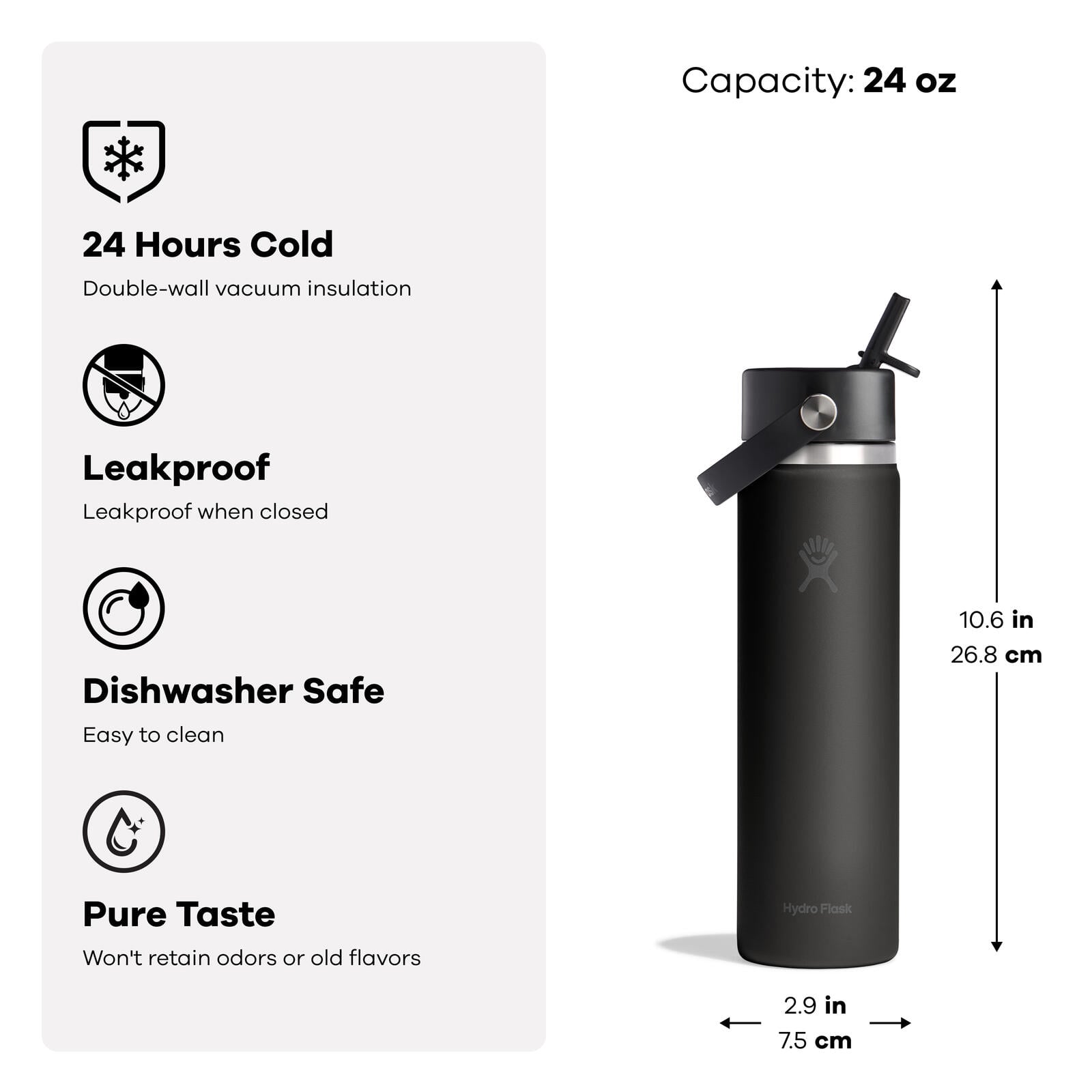 24 oz Wide Mouth with Flex Straw Cap - Hydro Flask Outlet