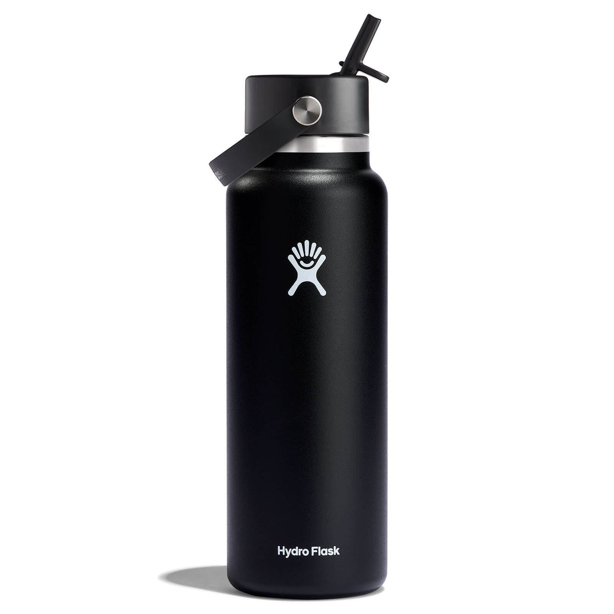 40 oz Wide Mouth with Flex Straw Cap - Black - Hydro Flask