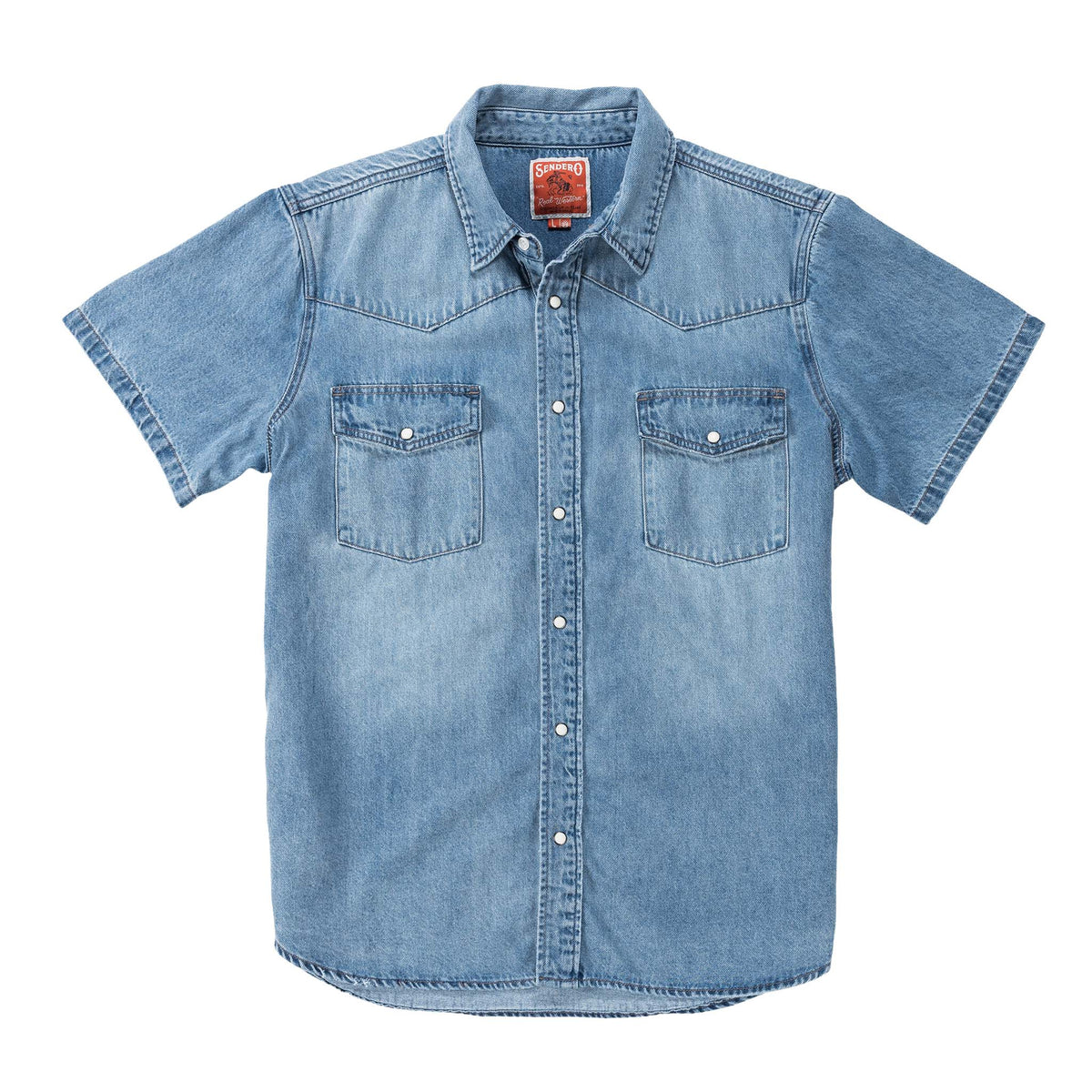 The Wyatt Pearl Snap Short Sleeve Denim Shirt