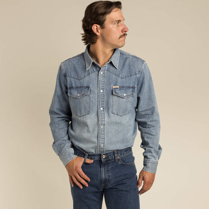 The Wyatt Pearl Snap Long Sleeve Denim Shirt