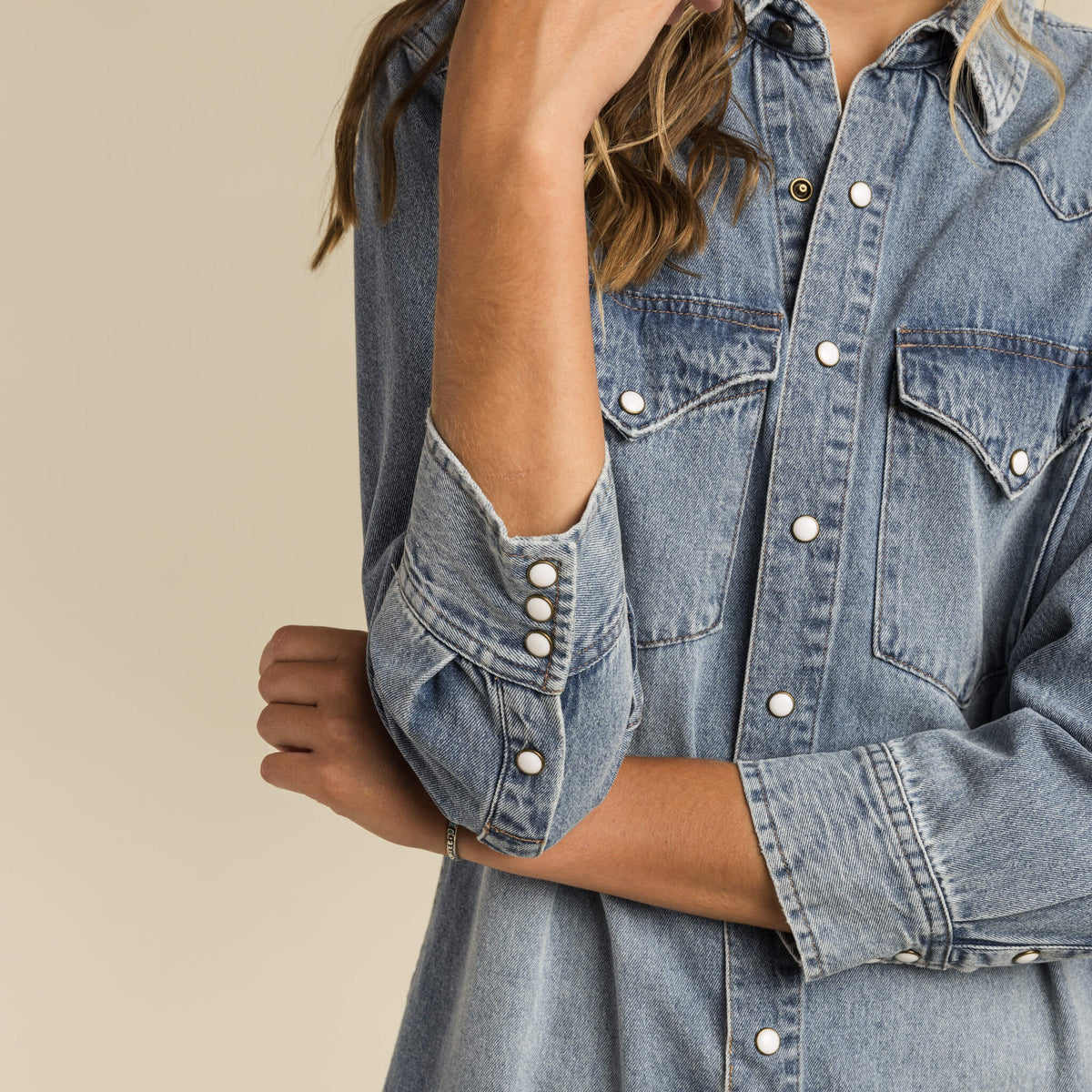 The Annie Pearl Snap Shirtdress