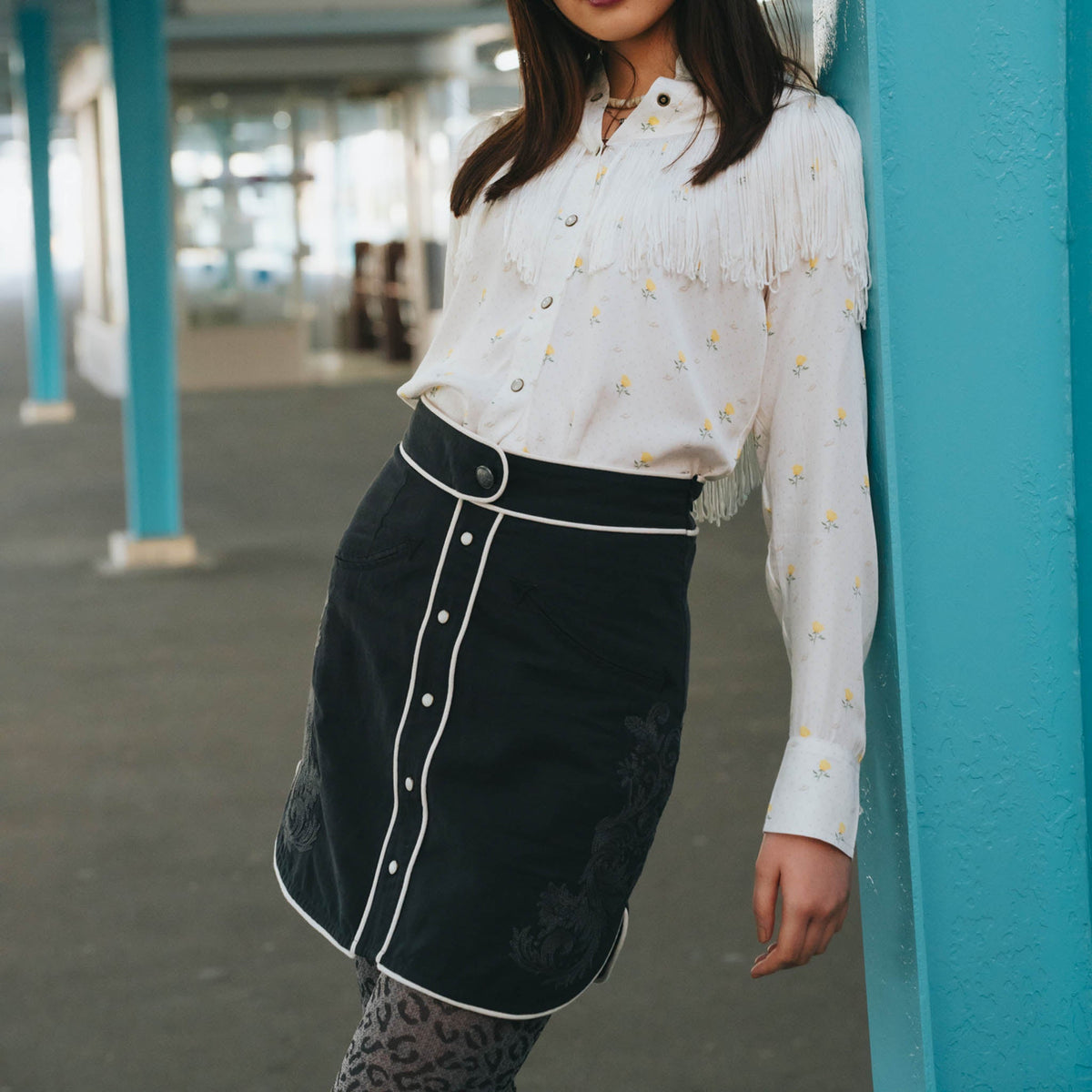 Calamity Pearl Snap Skirt