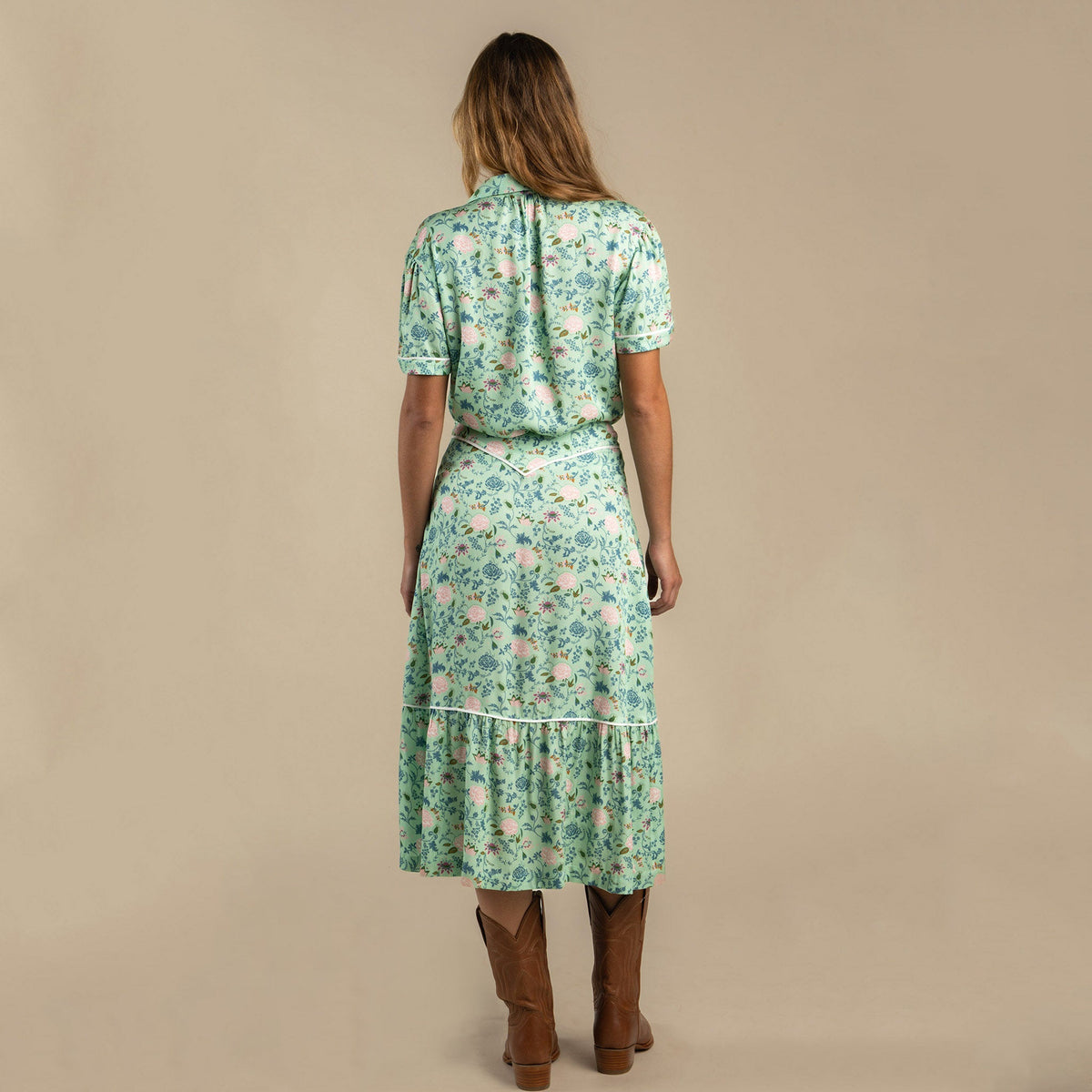 Cheyenne Western Skirt - Mint Floral