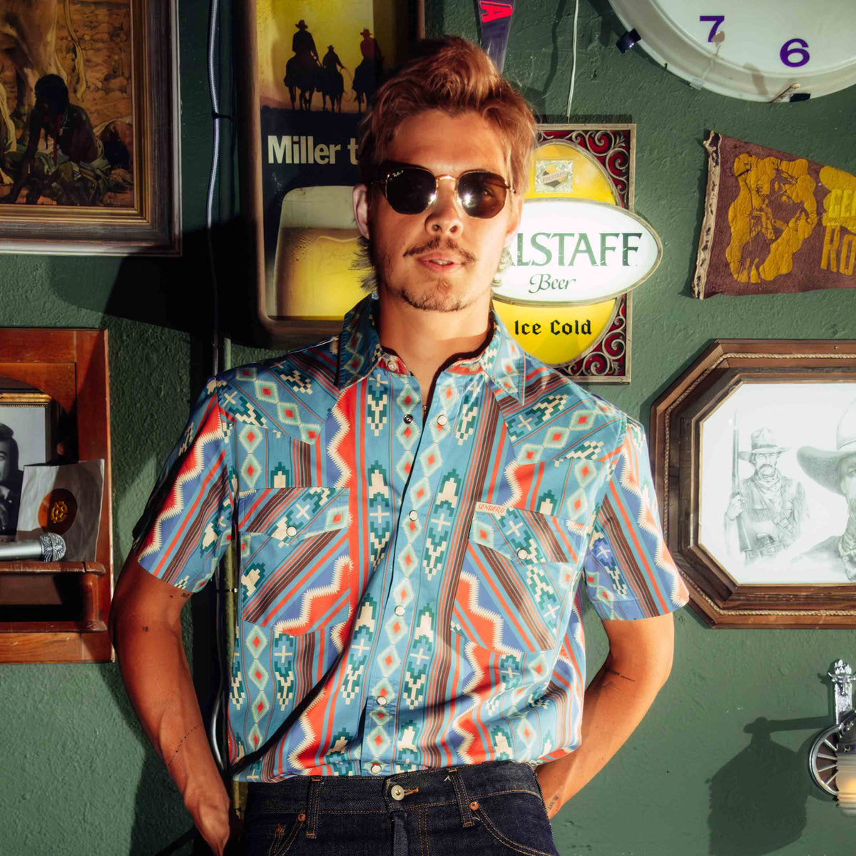 The Wyatt Pearl Snap Short Sleeve Print Shirt