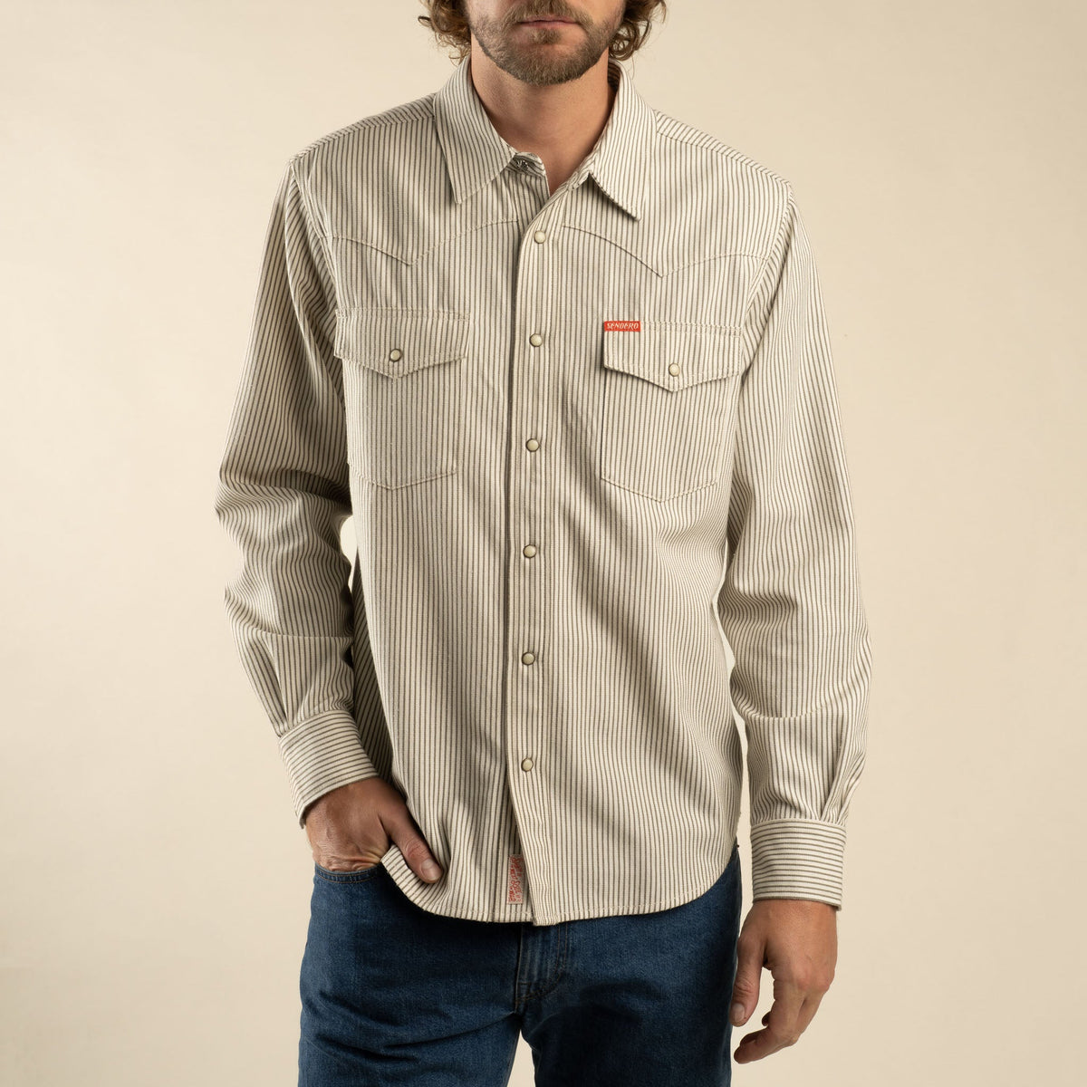 The Wyatt Pearl Snap Long Sleeve Denim Shirt