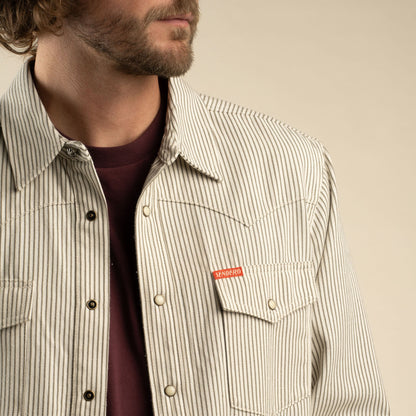 The Wyatt Pearl Snap Long Sleeve Denim Shirt